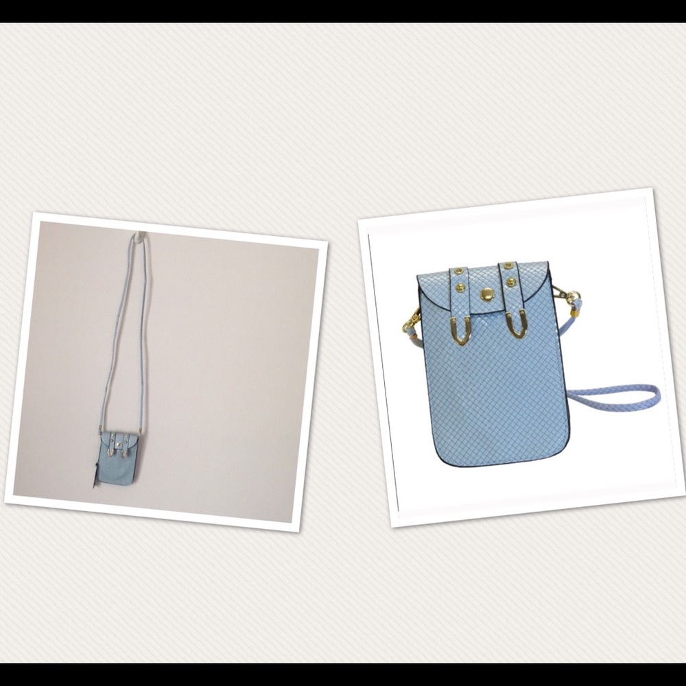 Pale Blue Leather Phone Crossbody Bag - Picture 7 of 8